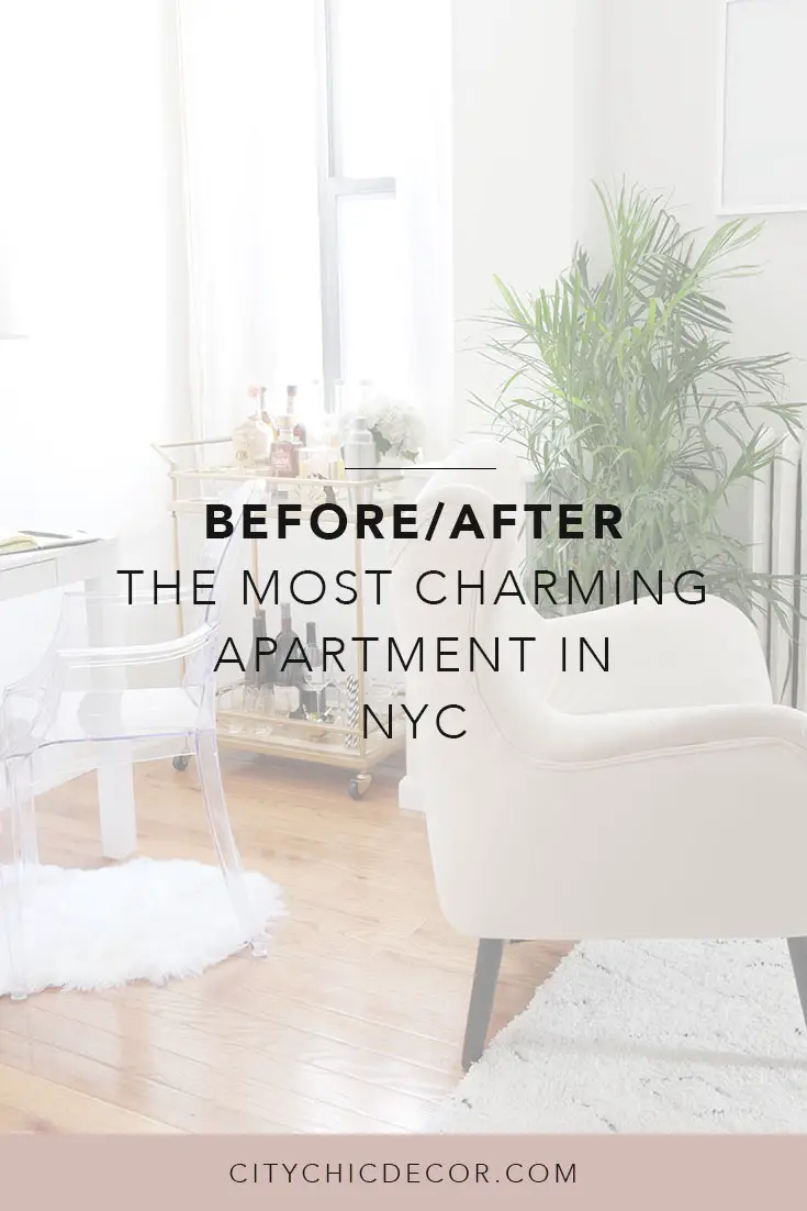 This NYC apartment is the definition of chic-meets-glam. It was a breeze & budget-friendly decorating this small, rental apartment! Learn rental home decorating and rental apartment decorating through Sara’s transformation. It also includes small living room ideas and wall decor ideas that will make your space stand out from the rest #rentalhomedecorating #rentaldecorating #rentalapartmentdecorating #smalllivingroomideas #smallapartmentdecorating #smallapartmentideas #walldecor #rentalhomedecoratingdiy This NYC apartment is the definition of chic-meets-glam. It was a breeze & budget-friendly decorating this small, rental apartment! Learn rental home decorating and rental apartment decorating through Sara’s transformation. It also includes small living room ideas and wall decor ideas that will make your space stand out from the rest #rentalhomedecorating #rentaldecorating #rentalapartmentdecorating #smalllivingroomideas #smallapartmentdecorating #smallapartmentideas #walldecor #rentalhomedecoratingdiy