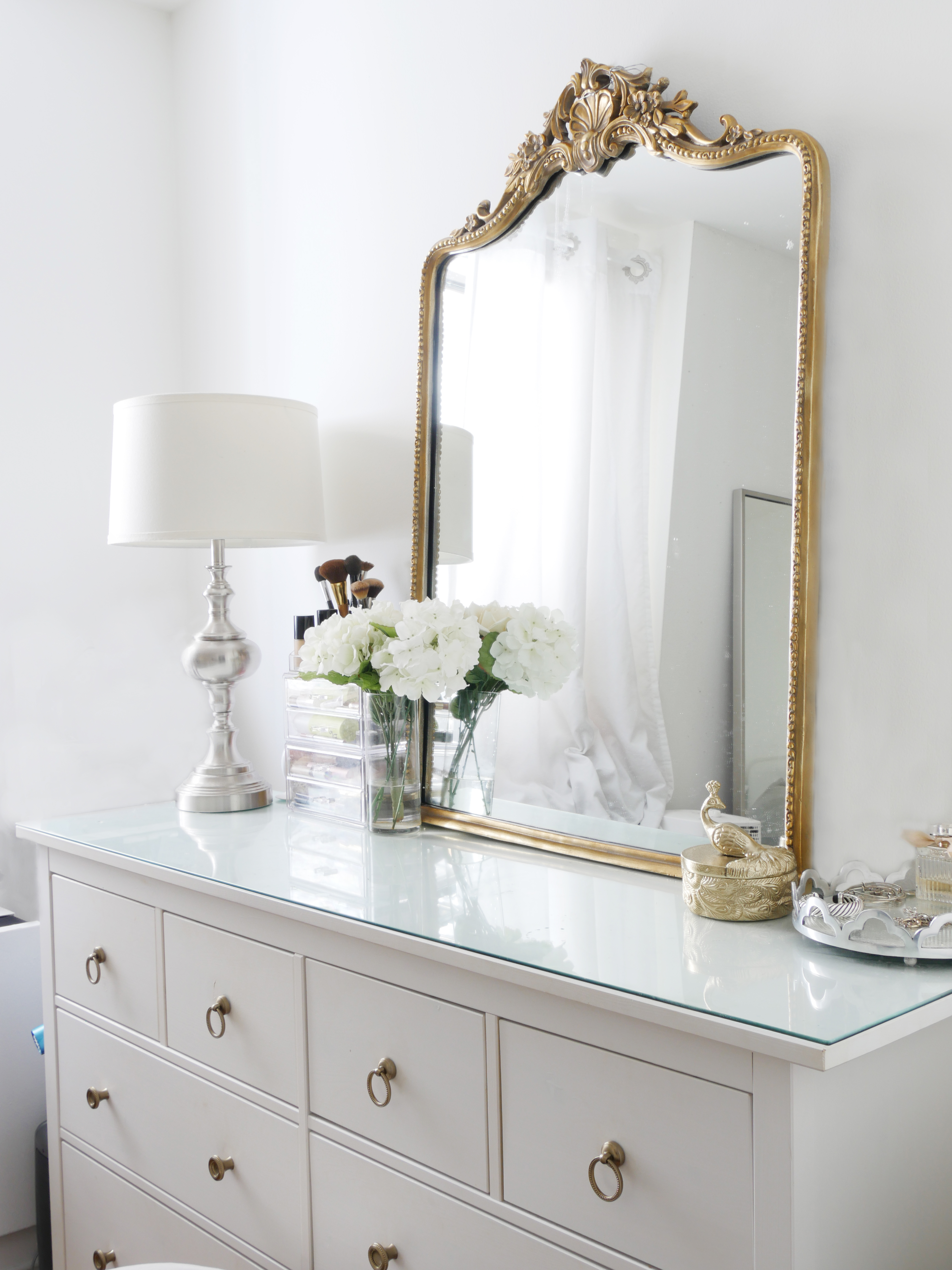 The Instant Trick To Making Your Dresser More Glamorous City Chic Decor City Chic Decor, How High To Hang A Mirror Above Sideboard